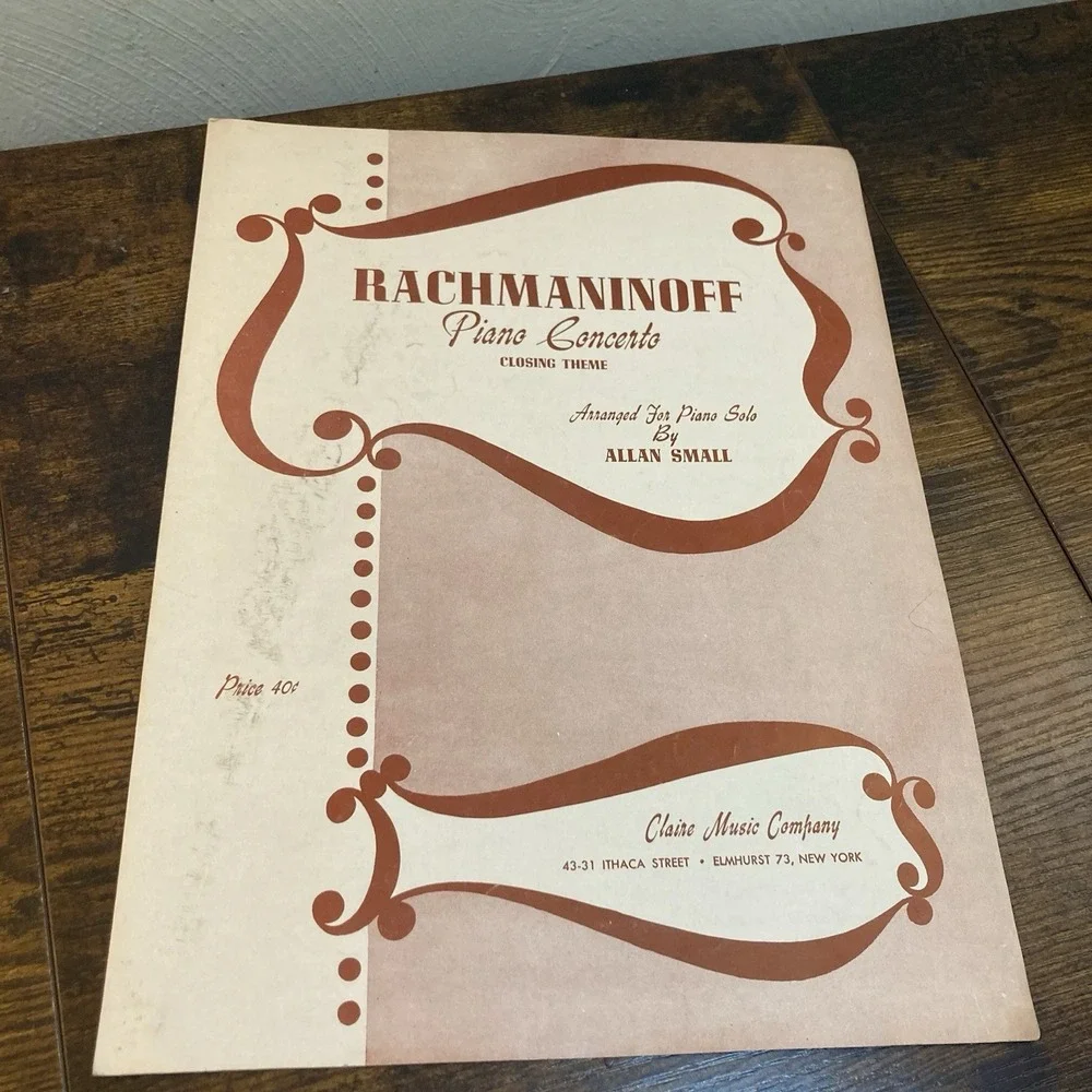 Rachmaninoff Piano Concerto Sheet Music By Allan Small 1955 Claire Music Company